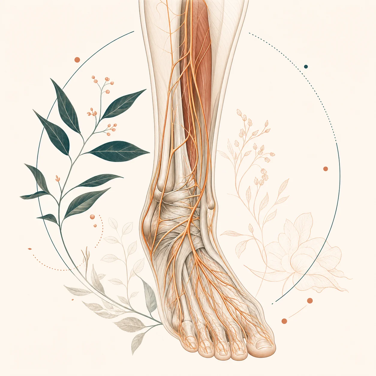 Anatomy illustration of peripheral neuropathy nerve pathways, St. Louis Pain Center